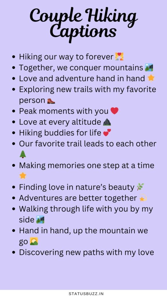 couple hiking captions