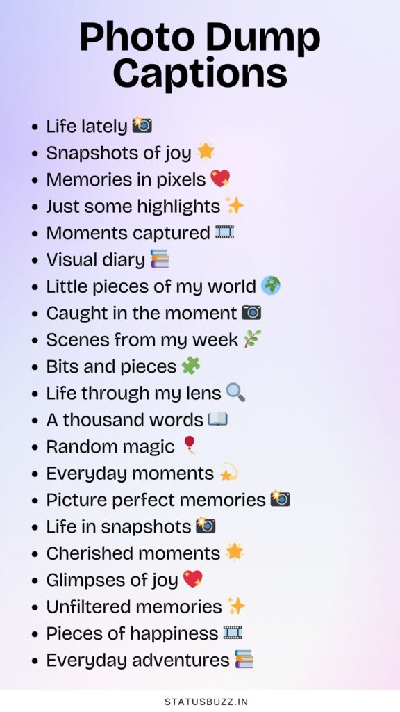 photo dump captions