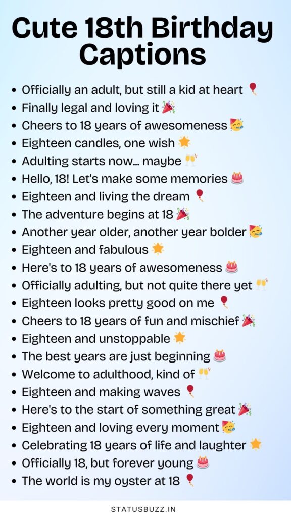 18th birthday captions