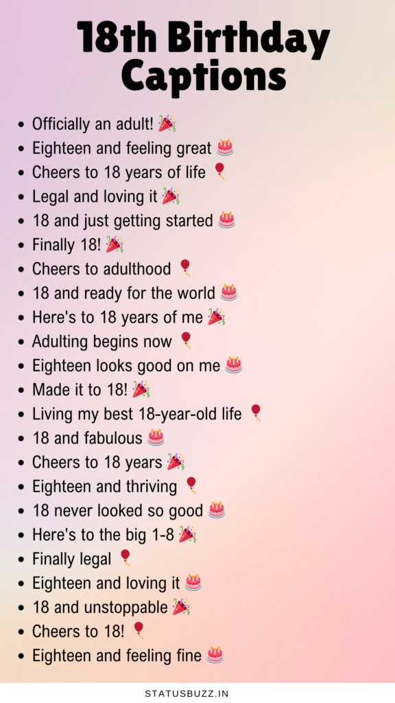 18th birthday captions