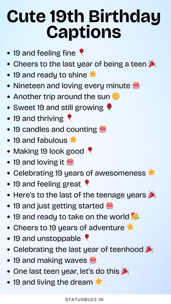 19th birthday captions
