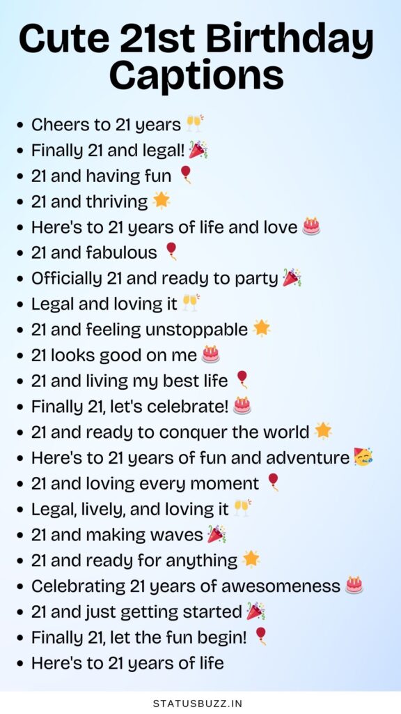 21st birthday captions