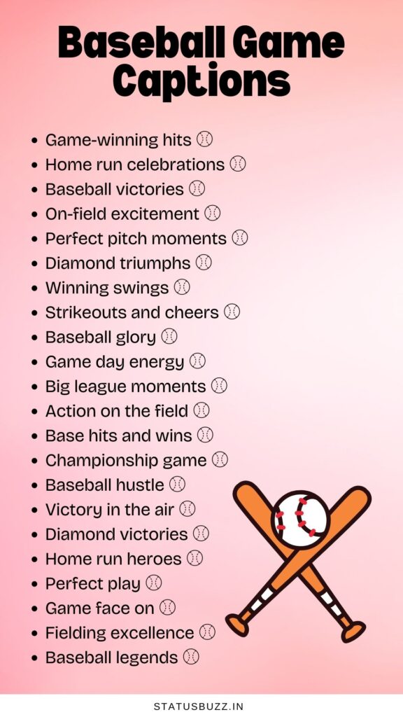 baseball game captions