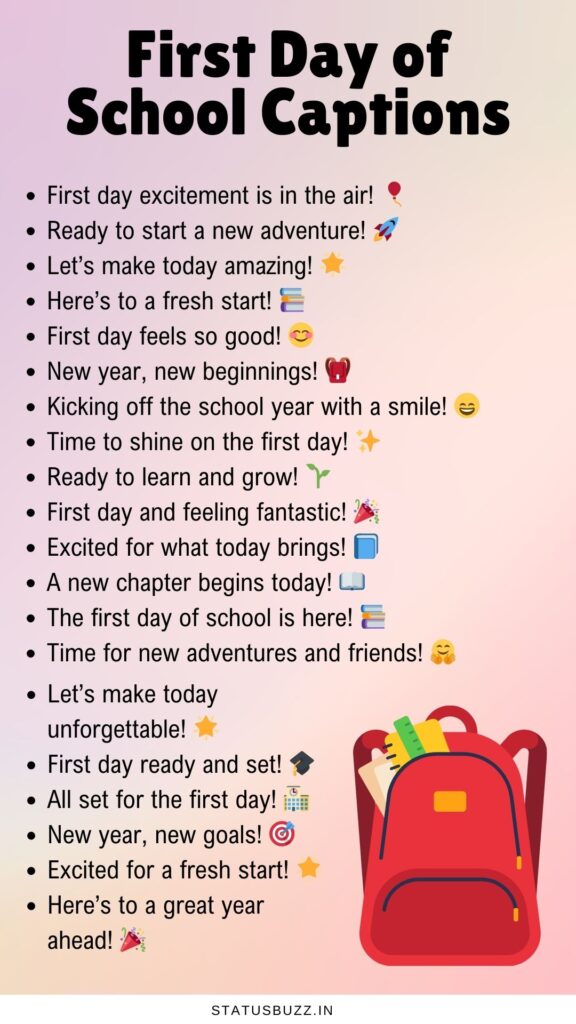 first day of school captions