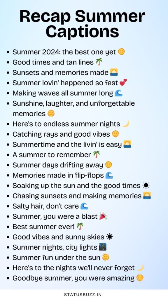 recap summer captions