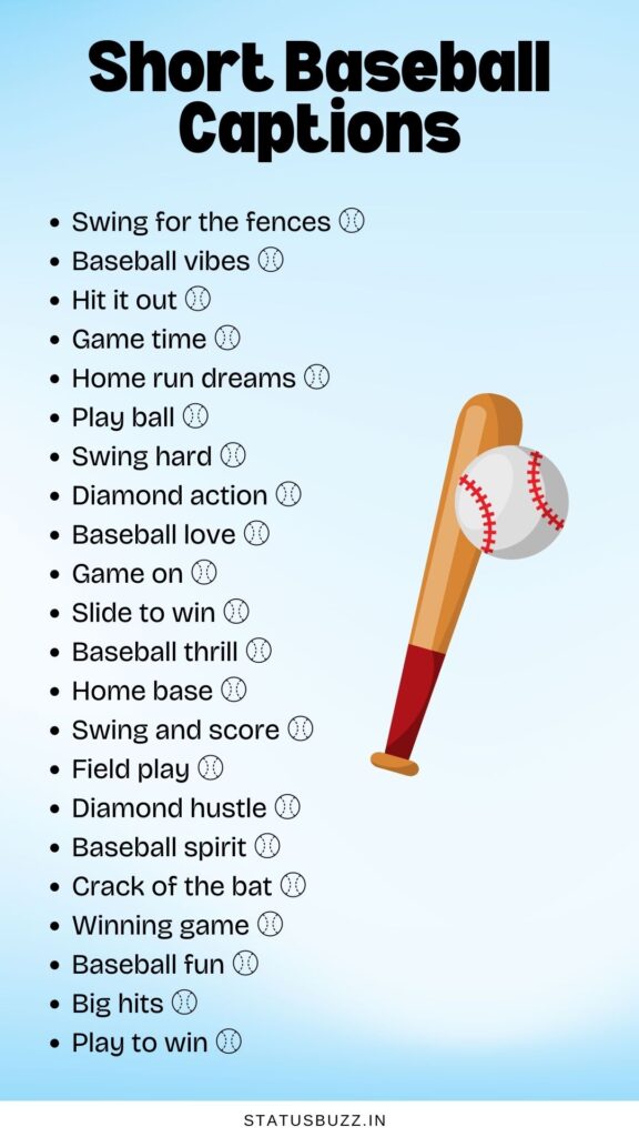 short baseball captions
