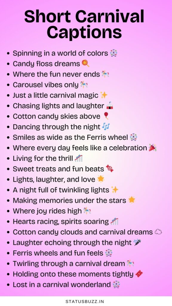 short carnival captions