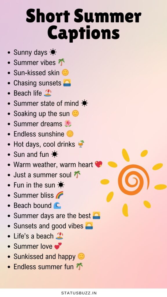 short summer captions