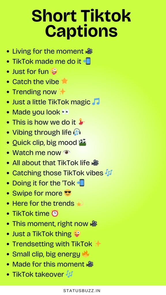 short tiktok captions