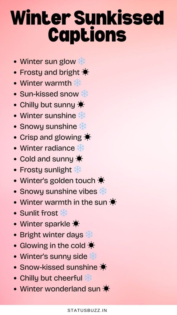 winter sunkissed captions