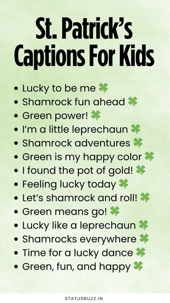 st patrick's day captions for kids